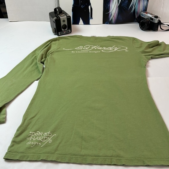 Authentic by Christian Audigier ED HARDY Tattoo love kills slowly Y2K crewneck - Picture 11 of 12